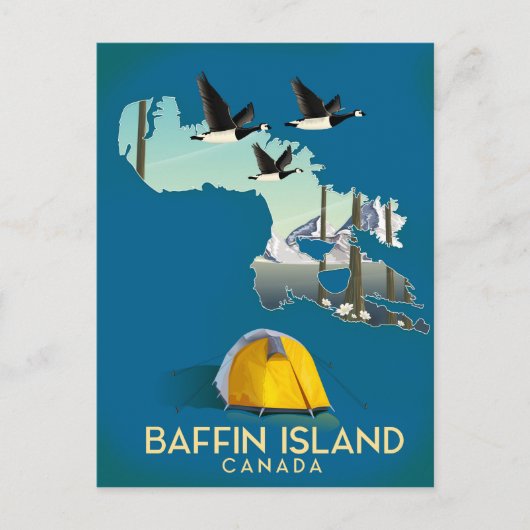 Baffin Island Map Kanada Reiseplakat Postkarte (Vorderseite)