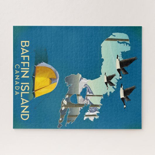 Baffin Island Map Kanada Reiseplakat Puzzle (Horizontal)