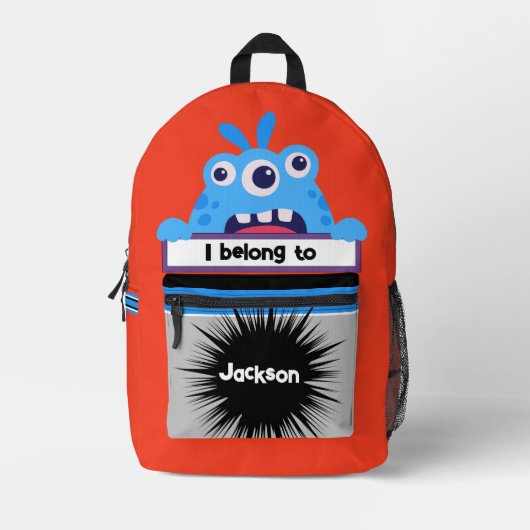 Bag Buddy Blue Tri Monster Personalisierter Backpa Bedruckter Rucksack (Vorderseite)