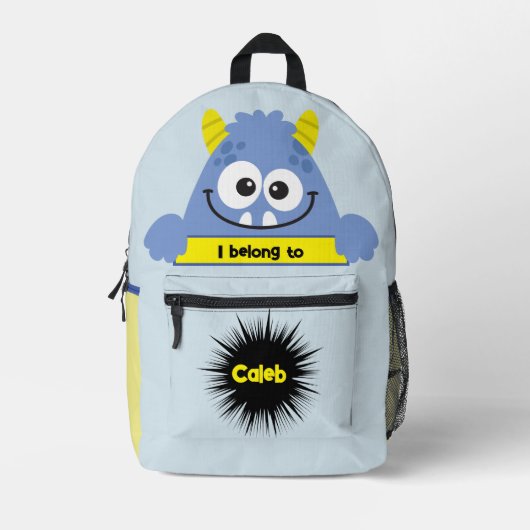 Bag Buddy Funny Blue Monster Bedruckter Rucksack (Vorderseite)