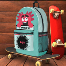 Bag Buddy Happy Red Monster Kid's Name Backpack