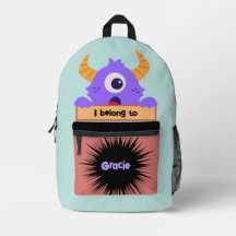 Bag Buddy Lila Monster Personalisierter Backpack