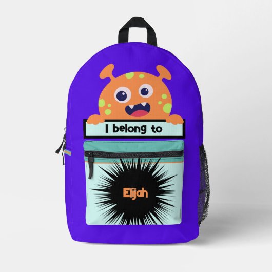 Bag Buddy Orange Monster Personalisierter Backpack Bedruckter Rucksack (Vorderseite)