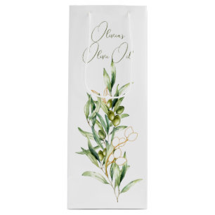 Bag für Grüne und Gold Olive Stem Business Geschenktüte Für Weinflaschen