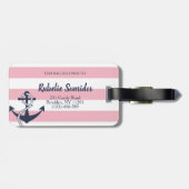 Bag für personalisierte, rosa Streifen Gepäckanhänger (Rückseite horizontal)