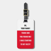 BAG TAG -<Custom name>Ich werde schwindelig! Gepäckanhänger (Vorderseite vertikal)