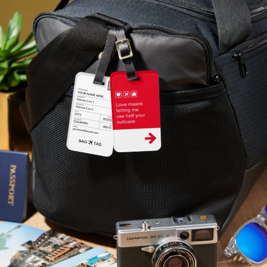BAG TAG - Liebe bedeutet... Gepäckanhänger (Vorderseite & Rückseite)