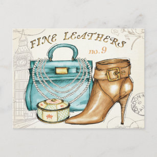 Bag und Schuhe aus feinem Leder Postkarte