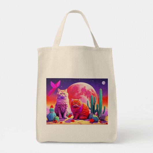 Bag with Cat Illustration Tragetasche (Rückseite)