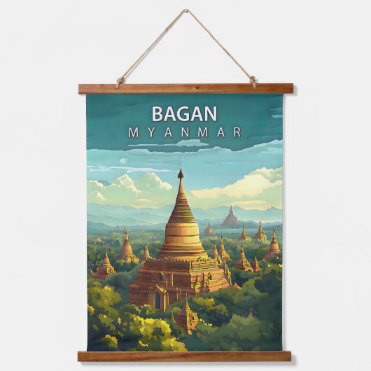 Bagan, Myanmar: Ein zeitloses Band Wandteppich Mit Holzrahmen (Vorderseite)