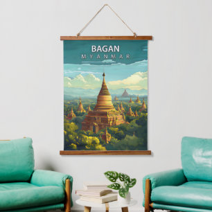Bagan, Myanmar: Ein zeitloses Band Wandteppich Mit Holzrahmen