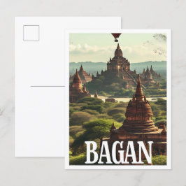 Bagan Myanmar Kunstreise Illustration Postkarte