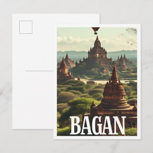 Bagan Myanmar Kunstreise Illustration Postkarte (Vorne/Hinten)