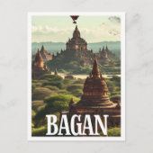 Bagan Myanmar Kunstreise Illustration Postkarte (Vorderseite)