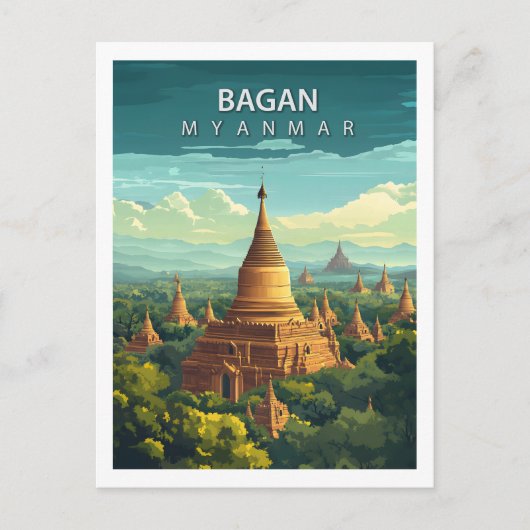 Bagan Myanmar Reise Antiker Tempel Südostasien Postkarte (Vorderseite)