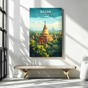 Bagan Myanmar Reiseplakat Leinwand Wandkunst
