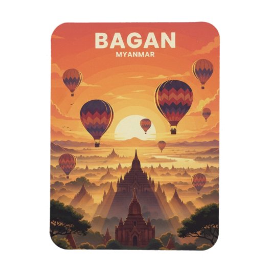Bagan Myanmar Travel Magnet (Vertikal)