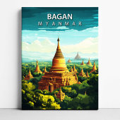 Bagan Myanmar Travel Poster Canvas Wall Art Leinwanddruck
