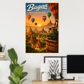 Bagan Myanmar - Vintage Travel  Poster (Heimbüro)