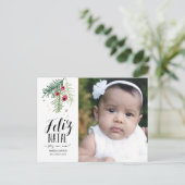 Bagas Vermelhas | Feliz Natal | Cartão Postal Postkarte (Stehend Vorderseite)