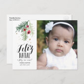 Bagas Vermelhas | Feliz Natal | Cartão Postal Postkarte (Vorne/Hinten)