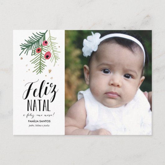 Bagas Vermelhas | Feliz Natal | Cartão Postal Postkarte (Vorderseite)