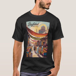 Bagdad Irak Illustration Reise Kunst Vintage T-Shirt