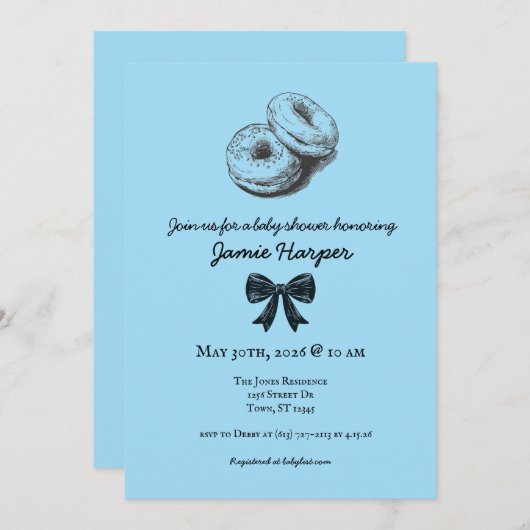 Bagel auf Board Baby Showeinladung Einladung (Vorne/Hinten)