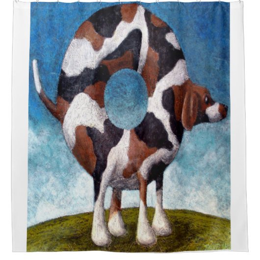 Bagel-Beagle-Malgeschenk Duschvorhang (Vorderseite)
