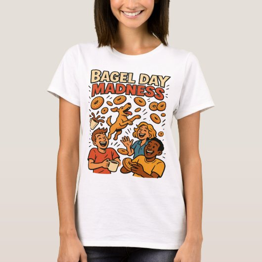 Bagel Day Madness Funny Retro Art T-Shirt (Vorderseite)