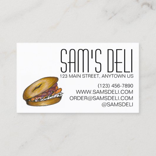 Bagel mit Lox Capers Onions Jüdischer Deli Food Ko Visitenkarte (Rückseite)