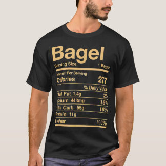 Bagel Nutrition Facts Jewish Kosher Food Hanukkah  T-Shirt