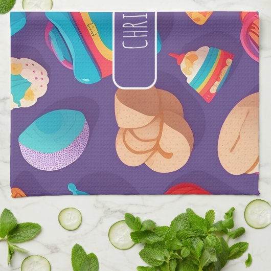 Bagel Personalisiertes Muster Geschirrtuch (Gefaltet)