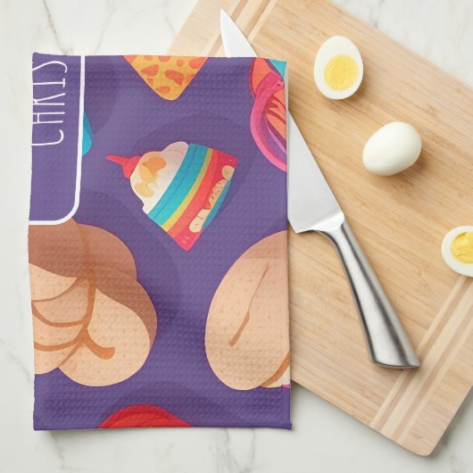 Bagel Personalisiertes Muster Geschirrtuch (Viertel Falte)