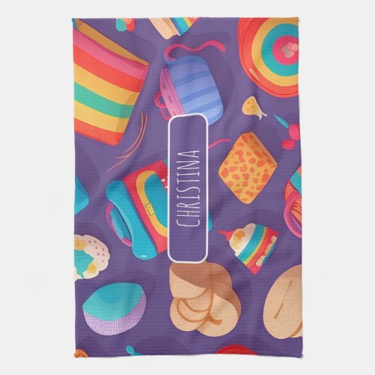 Bagel Personalisiertes Muster Geschirrtuch (Vertikal)