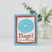 Bagel Postkarte - Fun Blue Red Food Postkarte (Stehend Vorderseite)