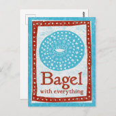 Bagel Postkarte - Fun Blue Red Food Postkarte (Vorne/Hinten)