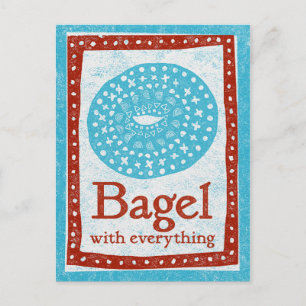 Bagel Postkarte - Fun Blue Red Food Postkarte