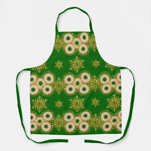 Bagel-Ringe und hübsche Schneeflocken grün Schürze (Vorderseite)