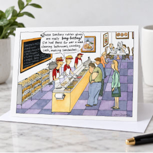 Bagel-Shop lustiger ekelhafter Cartoon denkt an Ew Karte