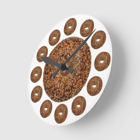 Bagel Time Everything Bagel Runde Wanduhr (Winkel)