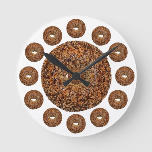 Bagel Time Everything Bagel Runde Wanduhr (Vorderseite)