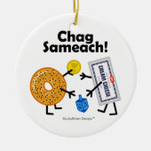 Bagel-u. Frischkäse - Chag Sameach! Keramik Ornament (Vorne)