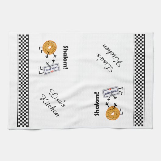 Bagel-u. Frischkäse - Shalom! Geschirrtuch (Horizontal)