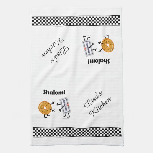 Bagel-u. Frischkäse - Shalom! Geschirrtuch (Vertikal)