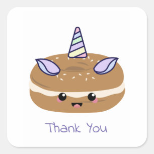 Bagel Unicorn Bagel Buddies Quadratischer Aufkleber