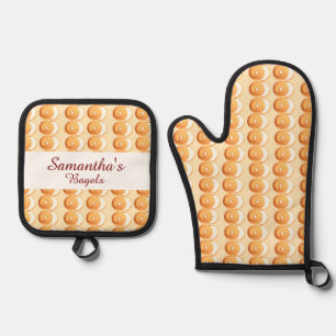 Bagels und Creme Ofenhandschuh & Topflappen-Set