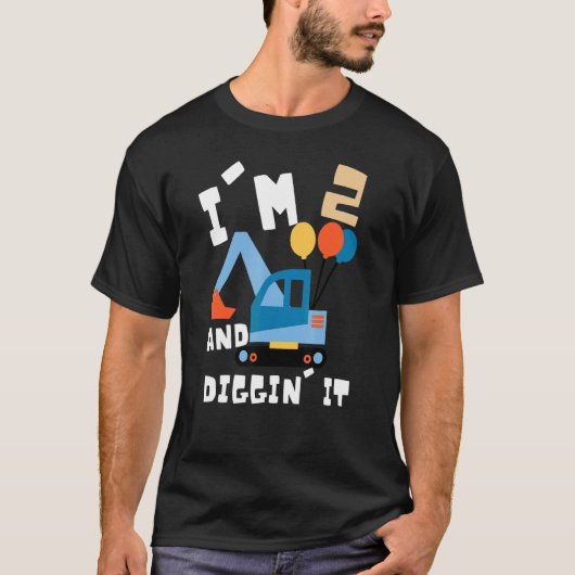 Bagger 2. Geburtstag Kinder T-Shirt (Vorderseite)