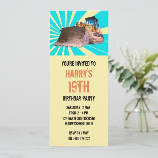 Bagger als geplant einladung (Stehend Vorderseite)
