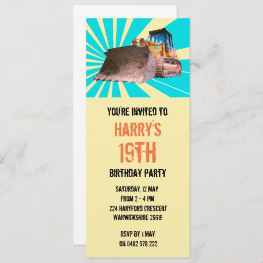 Bagger als geplant einladung (Vorne/Hinten)